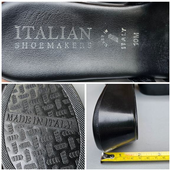 Black Mini Wedge Sandals Italian Shoemakers Bade Size 10 Strappy Slides Silver - Picture 8 of 12